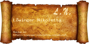 Lőwinger Nikoletta névjegykártya